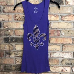Purple and God Fleur de Lis Tank LSU